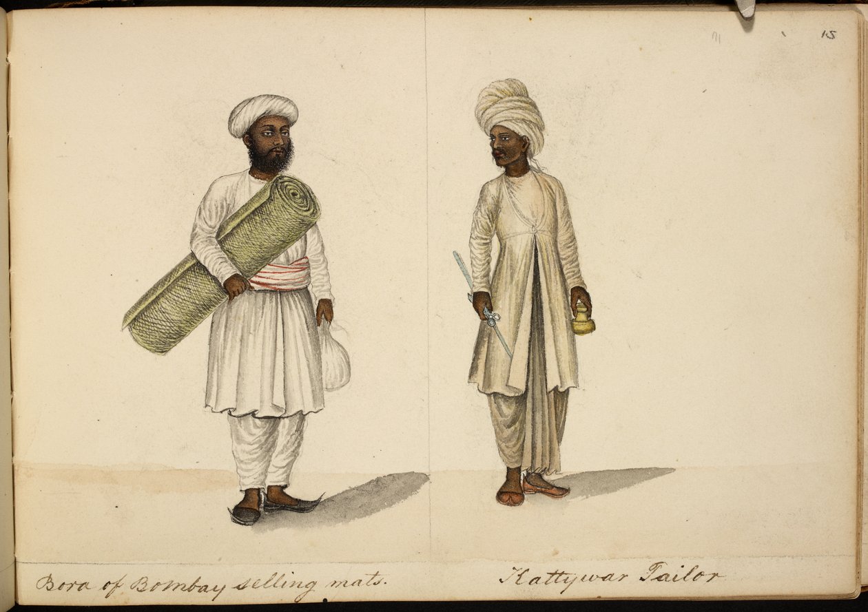 Bohori Mattenverkäufer; Kathiawar Schneider von Indian School