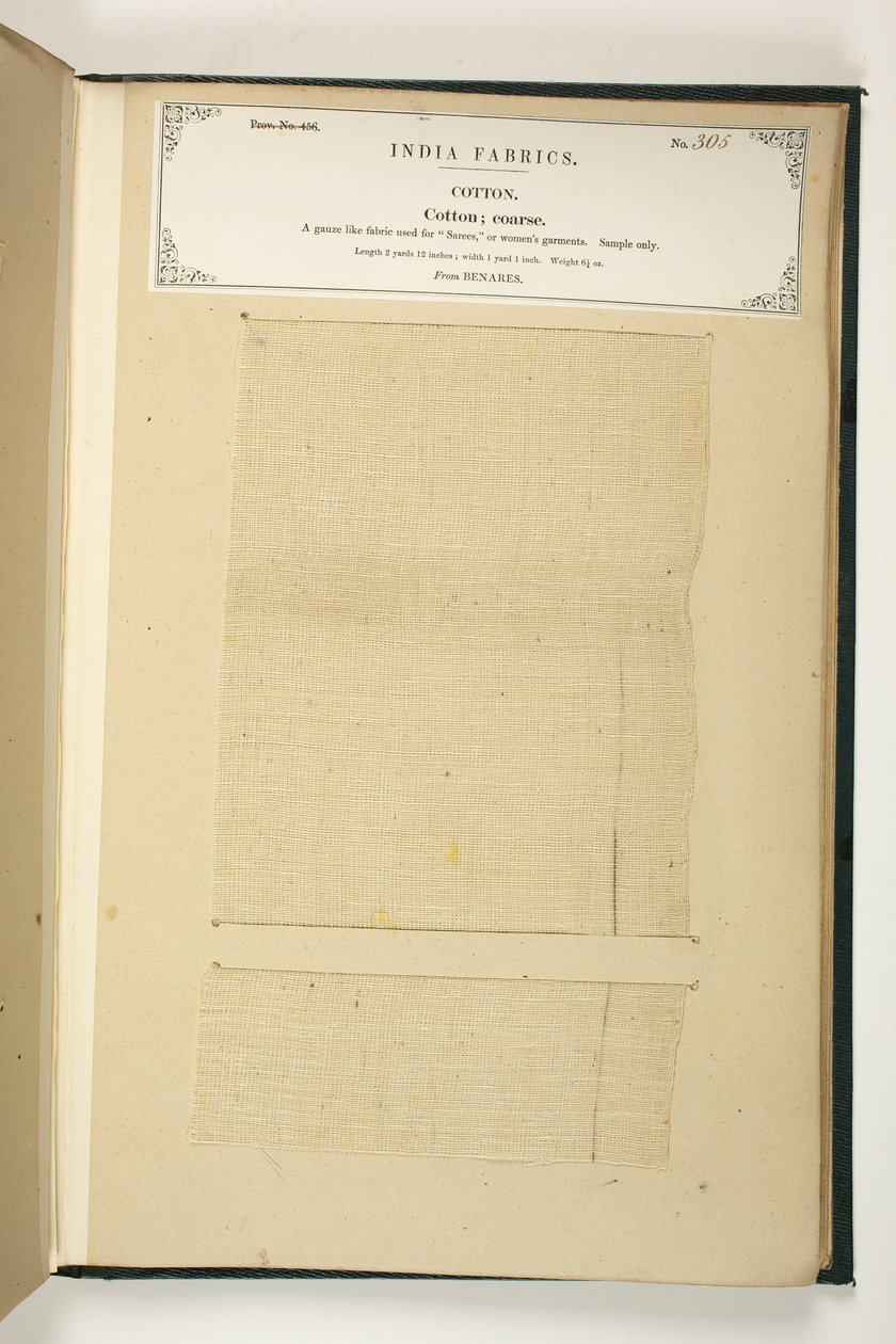 Grobe Baumwolle, Benares, aus der Sammlung der Textilhersteller Indiens, von John Forbes Watson, veröffentlicht 1866 von Indian School