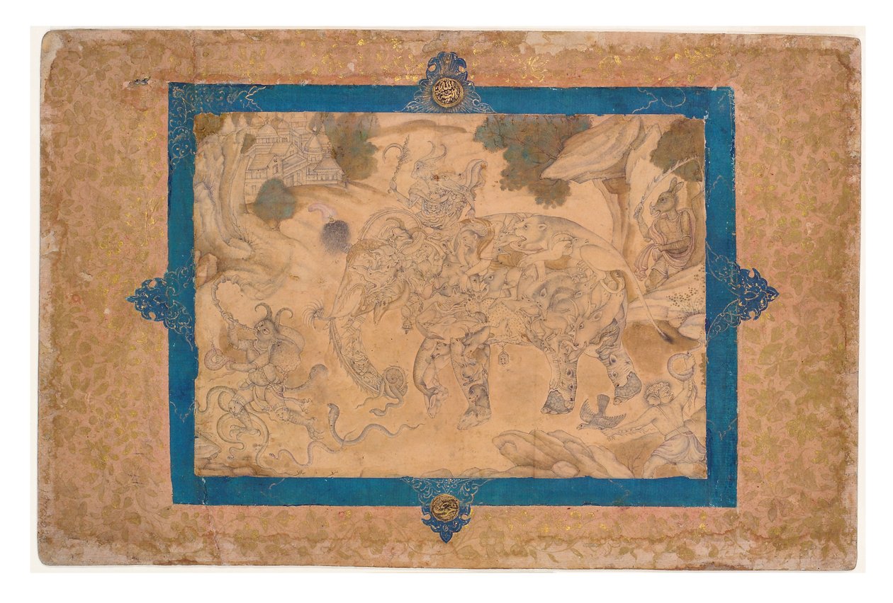 Komposit-Elefant und andere Kreaturen, ca. 1600 von Indian School