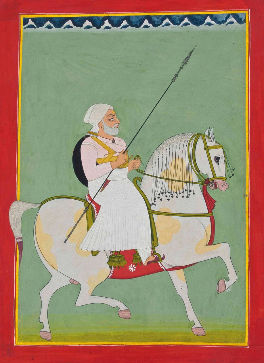 Reiterporträt von Durgadas Rathore, ca. 1800 von Indian School