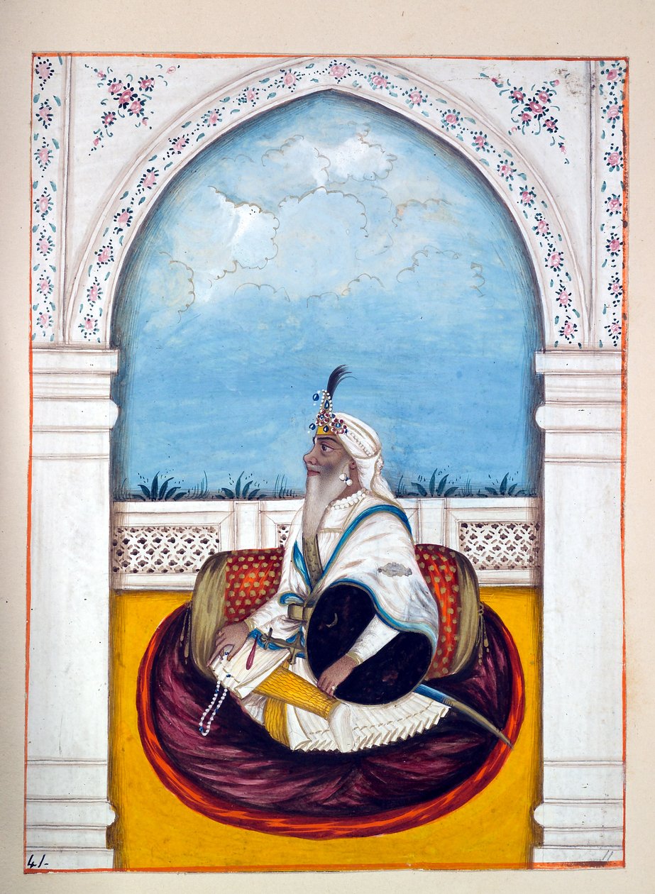 Jemadar Khushyal Singh, aus Das Königreich Punjab, seine Herrscher und Häuptlinge, Band II, ein Band mit 30 Aquarellstudien eines unbekannten indischen Künstlers, ca. 1840 von Indian School