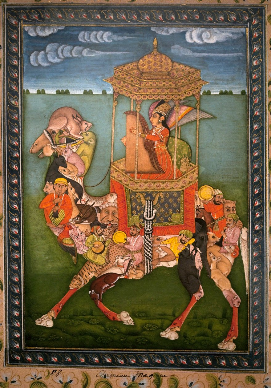 Magisches Kamel. Gemalte Miniatur, um 1750, Kunst von Rajasthan und Pahari (Indien). Nationalmuseum von Korea, Seoul (Südkorea). von Indian School