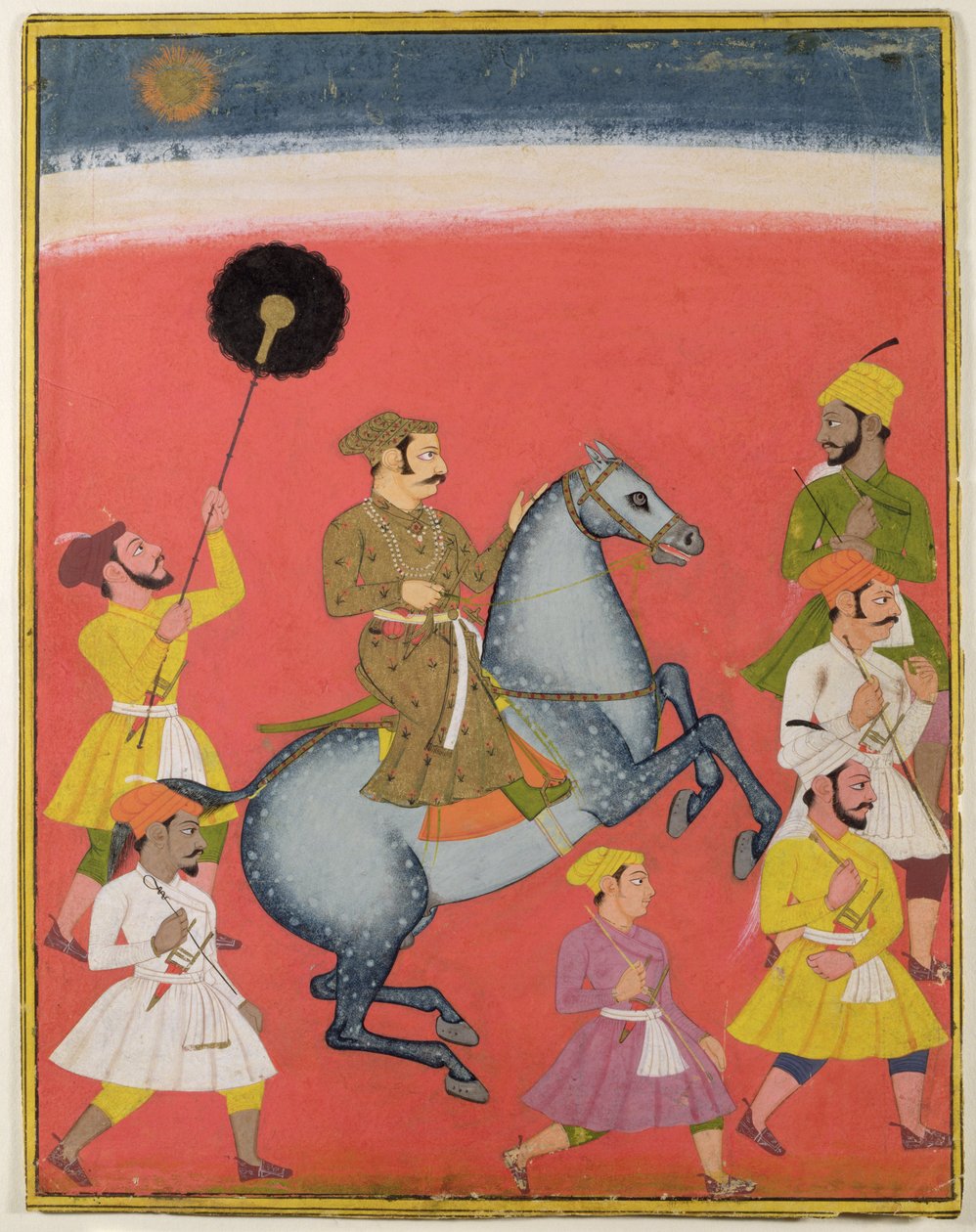Maharana Raj Singh I. von Mewar (reg. 1652-80) reitend, Udaipur (Mewar) Rajasthan, um 1670 von Indian School