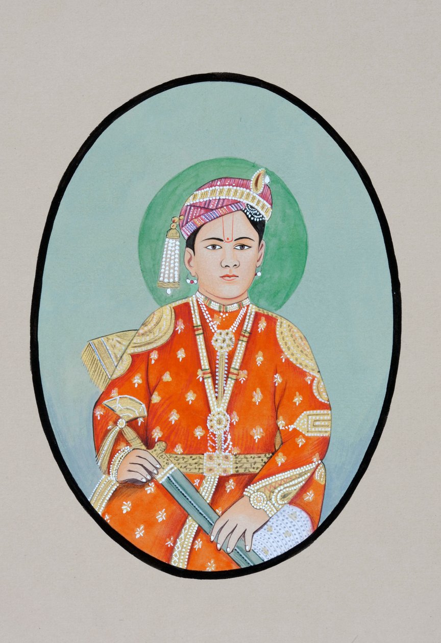 Miniaturmalerei von Maharaja Ganga Singh Bikaner von Indian School