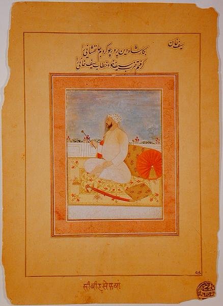 Miniatur von Saif Khan, Gouverneur von Agra, indisch, ca. 1670-80 von Indian School