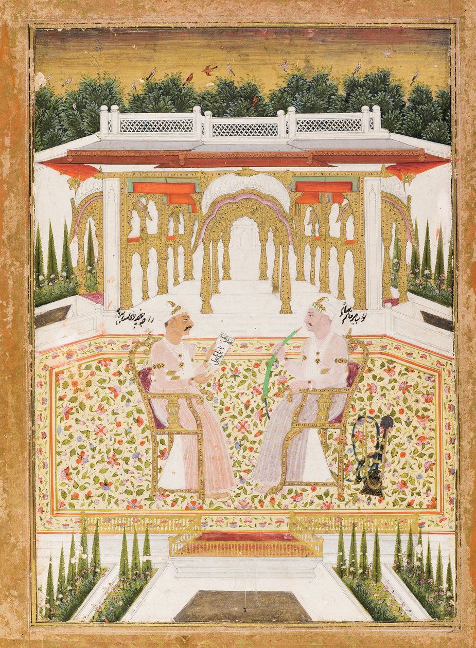 Nawab Mir Alam Bahadur und Raja Chandu Lal Bahadur, ca. 1800 von Indian School