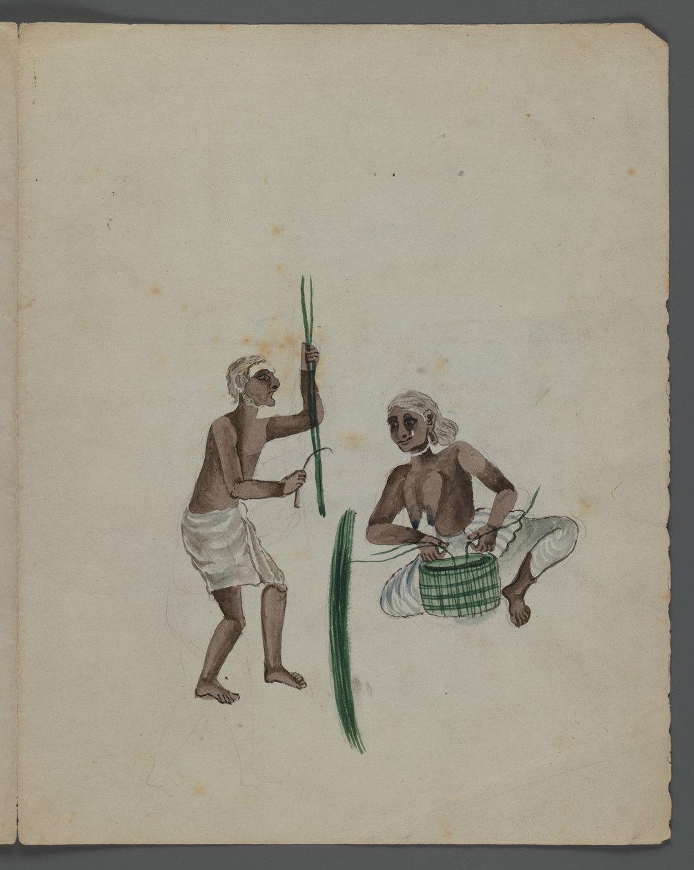 Eine von neun Bildern, die Inder in verschiedenen Berufen zeigen von Indian School