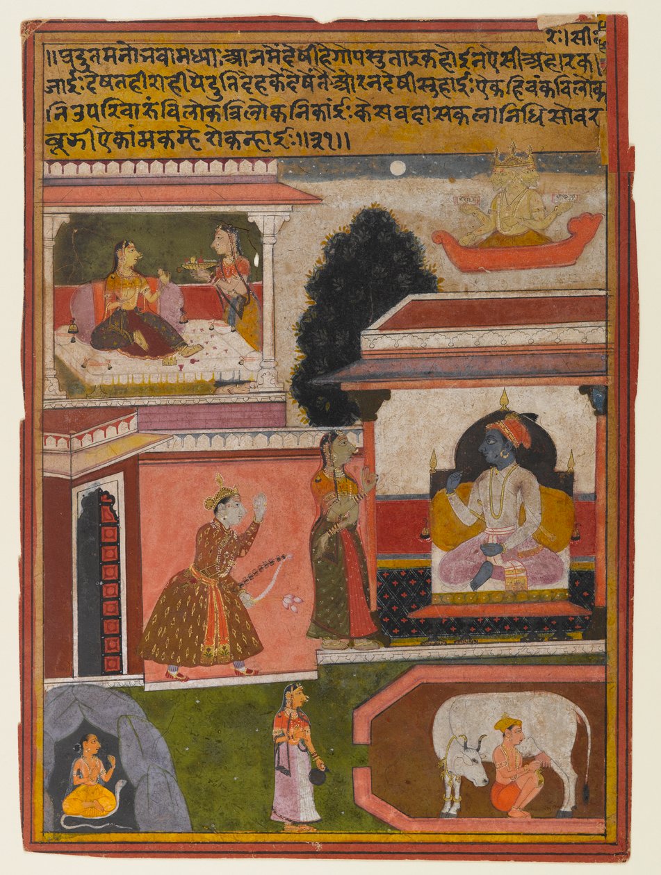Die Heldin, deren Wünsche offensichtlich sind, Seite aus einer Rasikapriya-Serie, ca. 1660-1690 von Indian School
