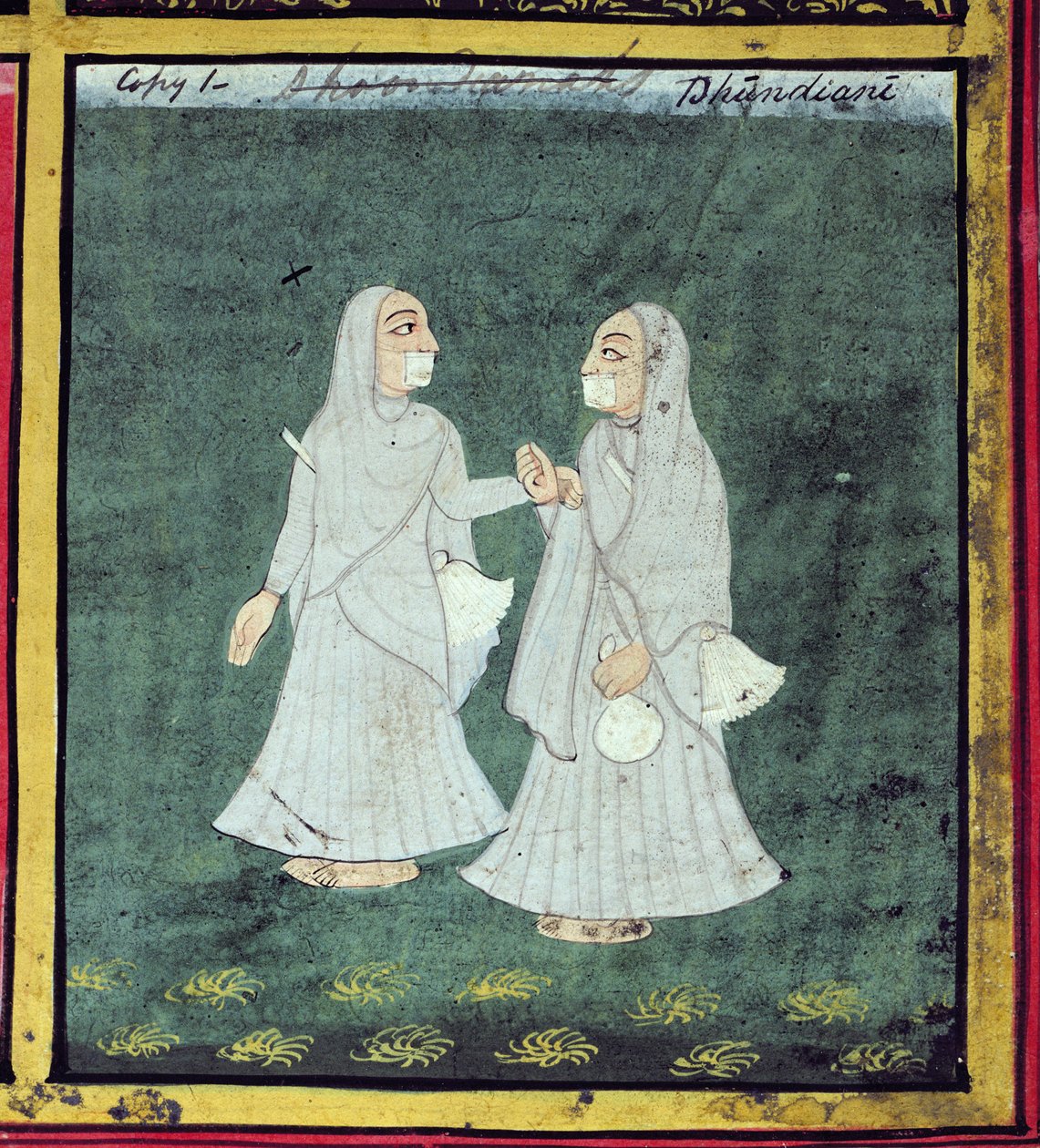 Zwei Dhondiya-Frauen, religiöse Bettler, Udaipur (Detail) von Indian School