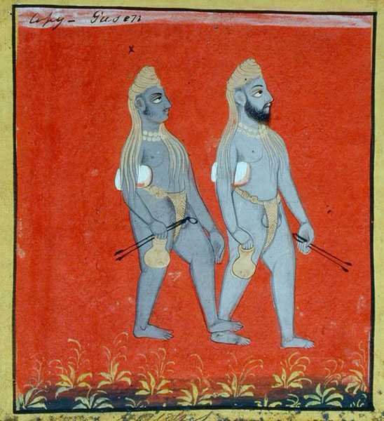 Zwei Gosains, religiöse Bettler, Udaipur (Detail) von Indian School