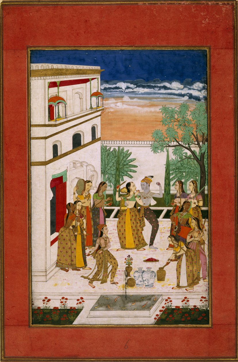 Vasanta Ragini, Radha & Krishna tanzen, ca. 1760 von Indian School