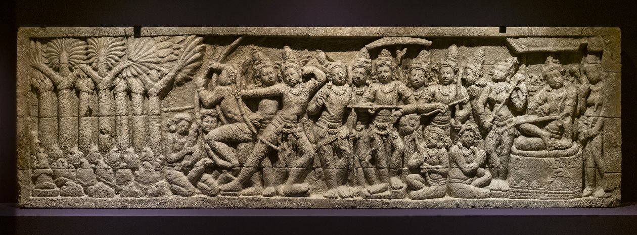 Der Bogenschießtest. Indonesien, Java, Boroduru. Ende des 19. Jahrhunderts von Indonesian School