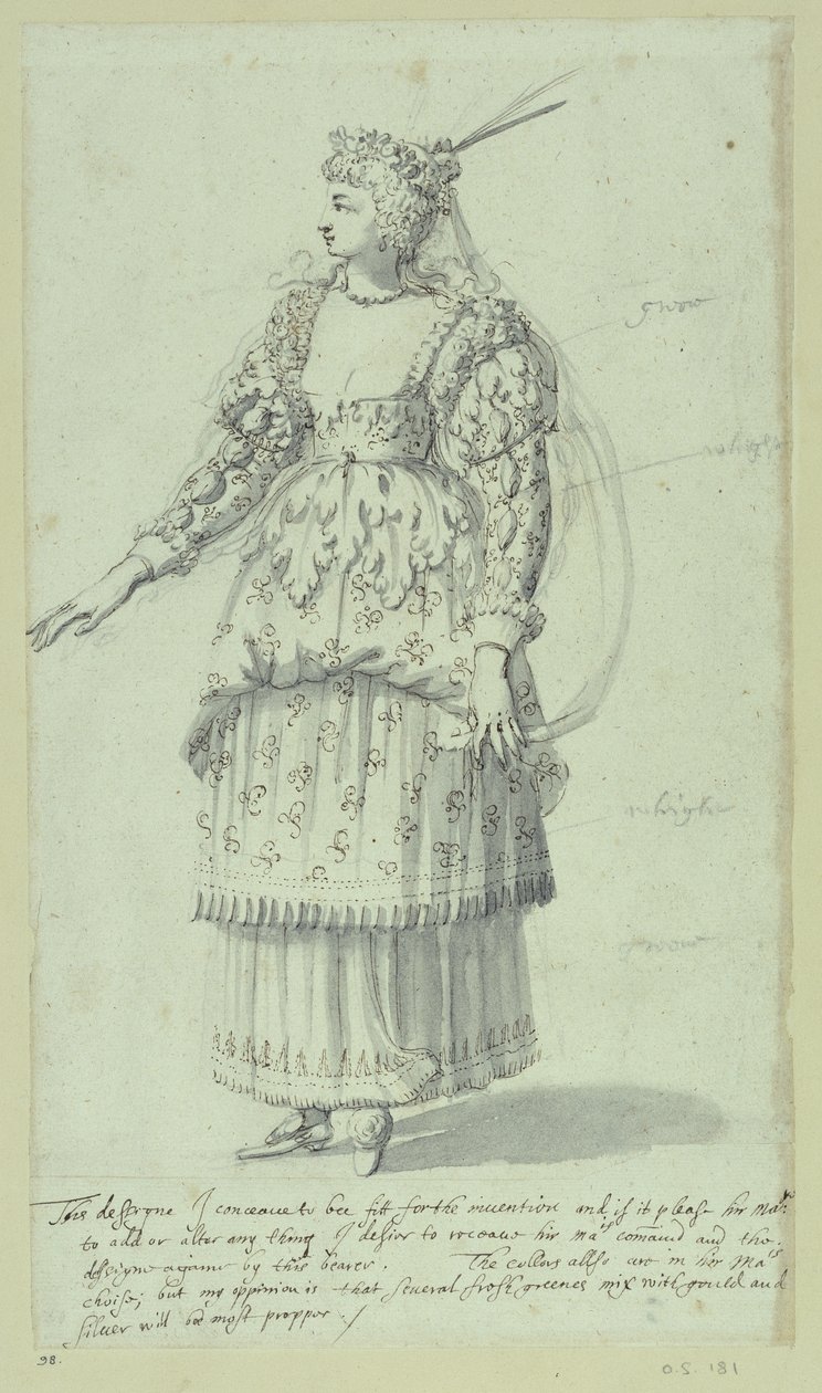 Chloris: Endskizze für Henrietta Maria, ca. 1631 von Inigo Jones