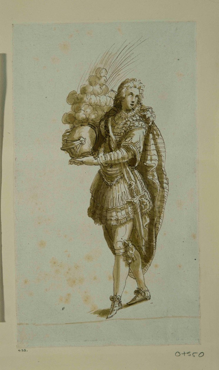 Page mit einem Helm von Inigo Jones