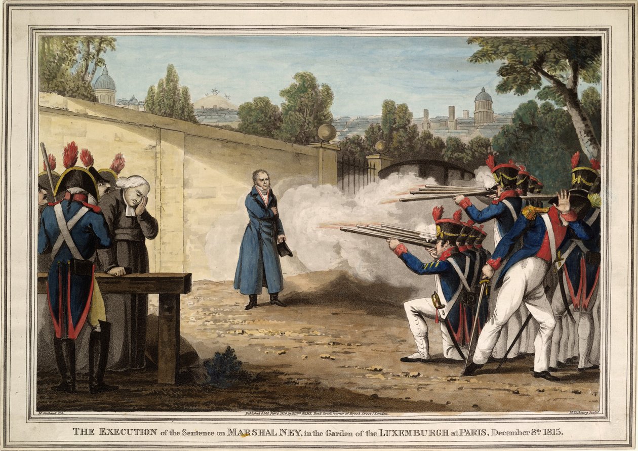 Die Hinrichtung von Marschall Michel Ney in der Nähe des Luxemburger Gartens am 7. Dezember 1815, 1816 von Innocent Louis Goubaud