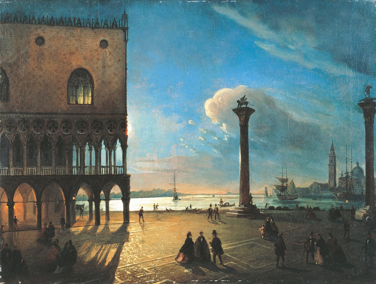Piazzetta San Marco im Mondlicht, Venedig von Ippolito Caffi