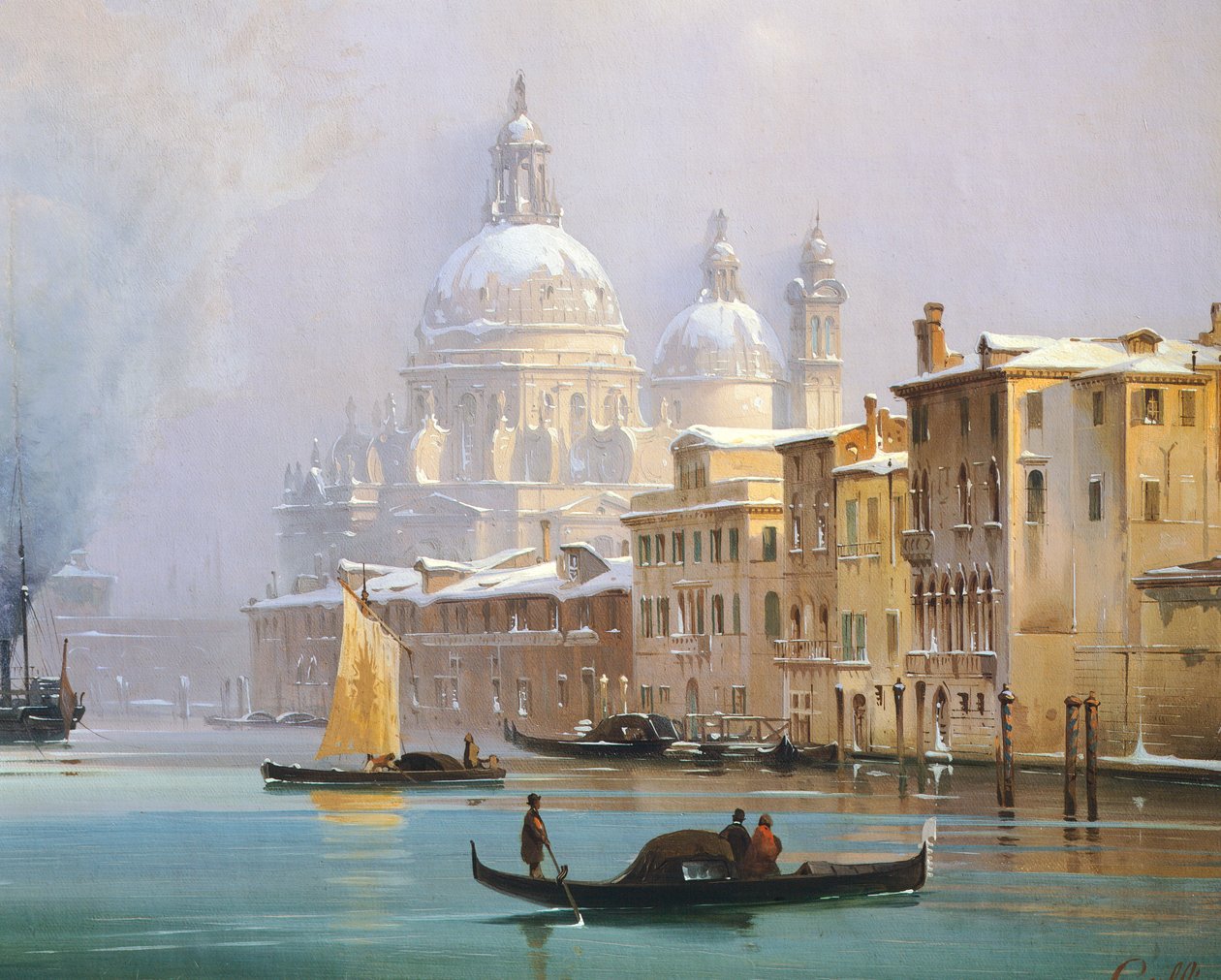 Venedig im Schnee von Ippolito Caffi