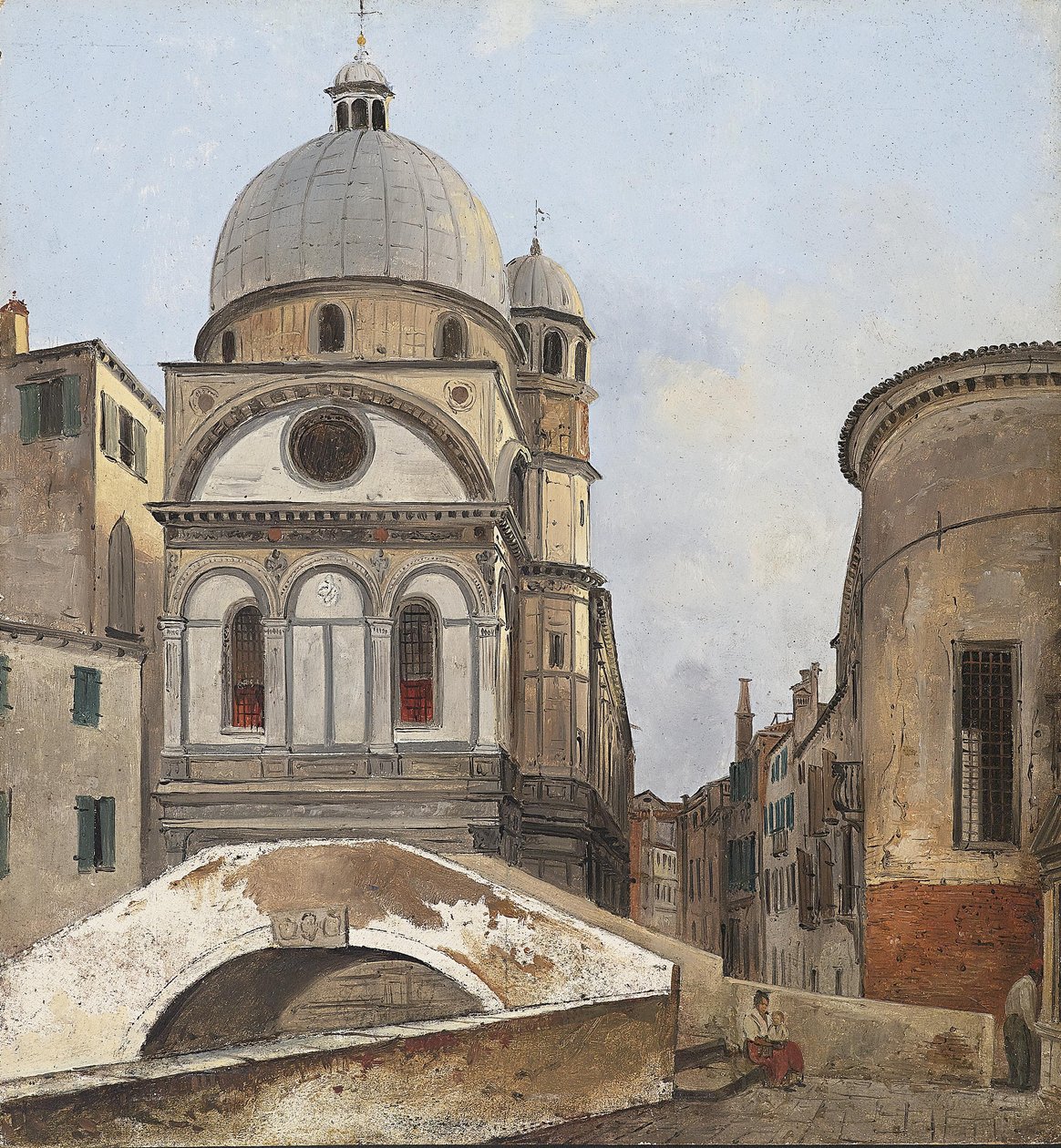 Blick auf die Kirchen Maria dei Miracole und Santa Maria Nova in Venedig von Ippolito Caffi