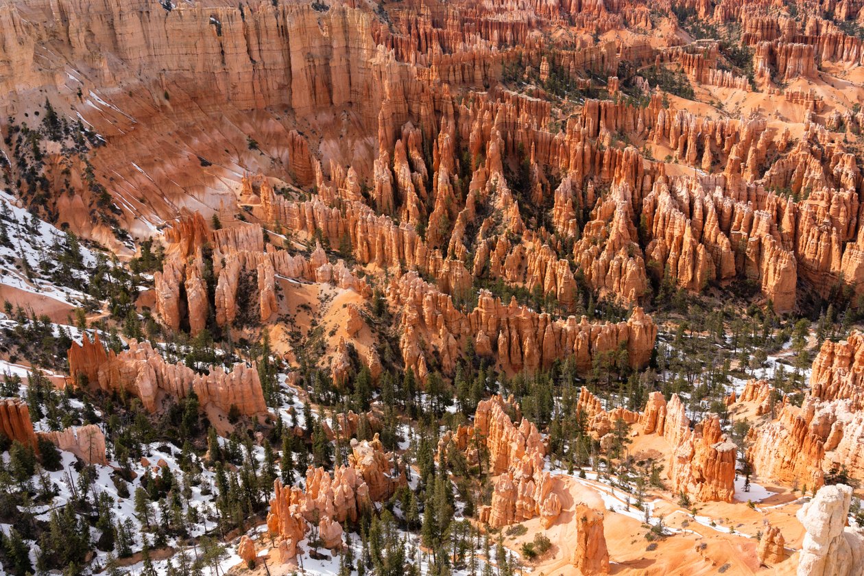 Hoodoos - durch Erosion entstandene Türme - im Bryce Canyon Nationalpark in Utah, 2019 von Ira Block