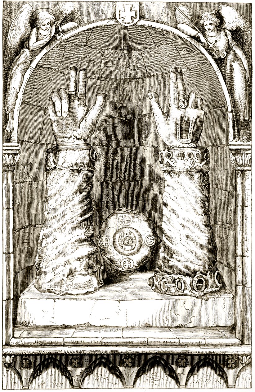 Schrein der Hand von St. Patrick, aus The Trias Thaumaturga, oder Drei Wunderwirkende Heilige von Irland, von Mary Cusack (1829-99) veröffentlicht um 1890 von Irish School