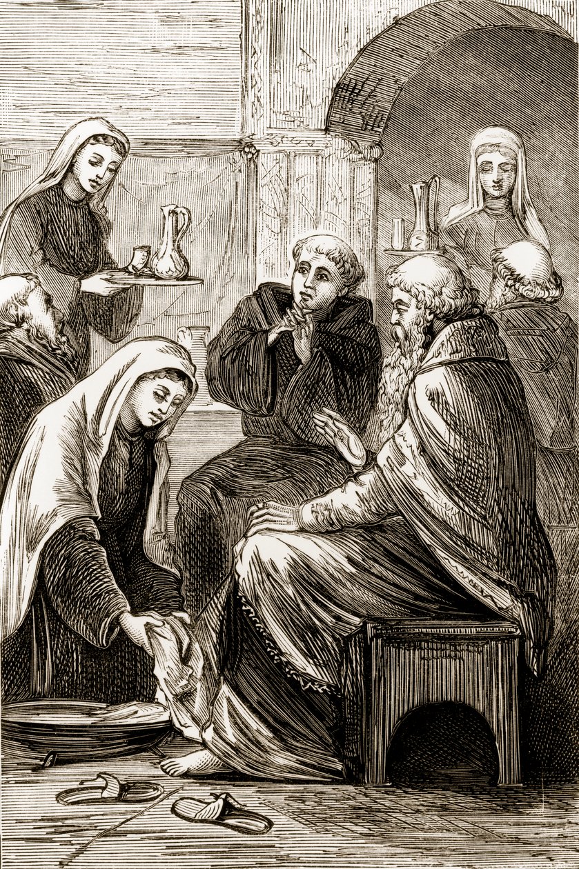 St. Brigit bewirtet einen Bischof, aus The Trias Thaumaturga, oder Drei Wunder wirkende Heilige von Irland, von Mary Cusack (1829-99) veröffentlicht ca. 1890er Jahre von Irish School