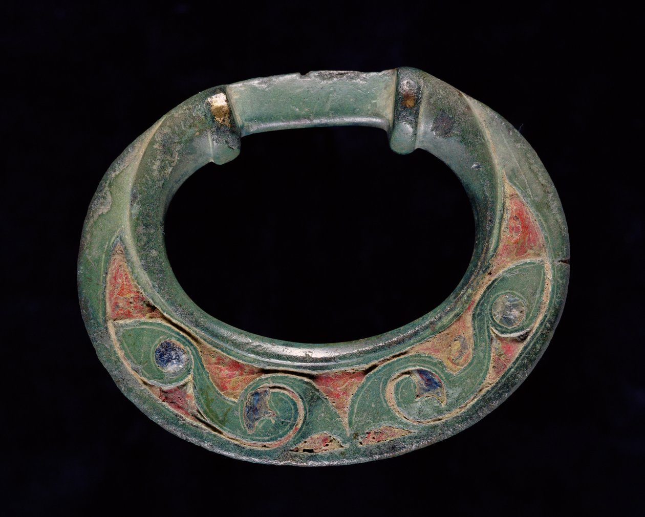 Zügelring (terret), Eisenzeit (gegossene Bronze mit rotem und blauem Glaseinlage) von Iron Age