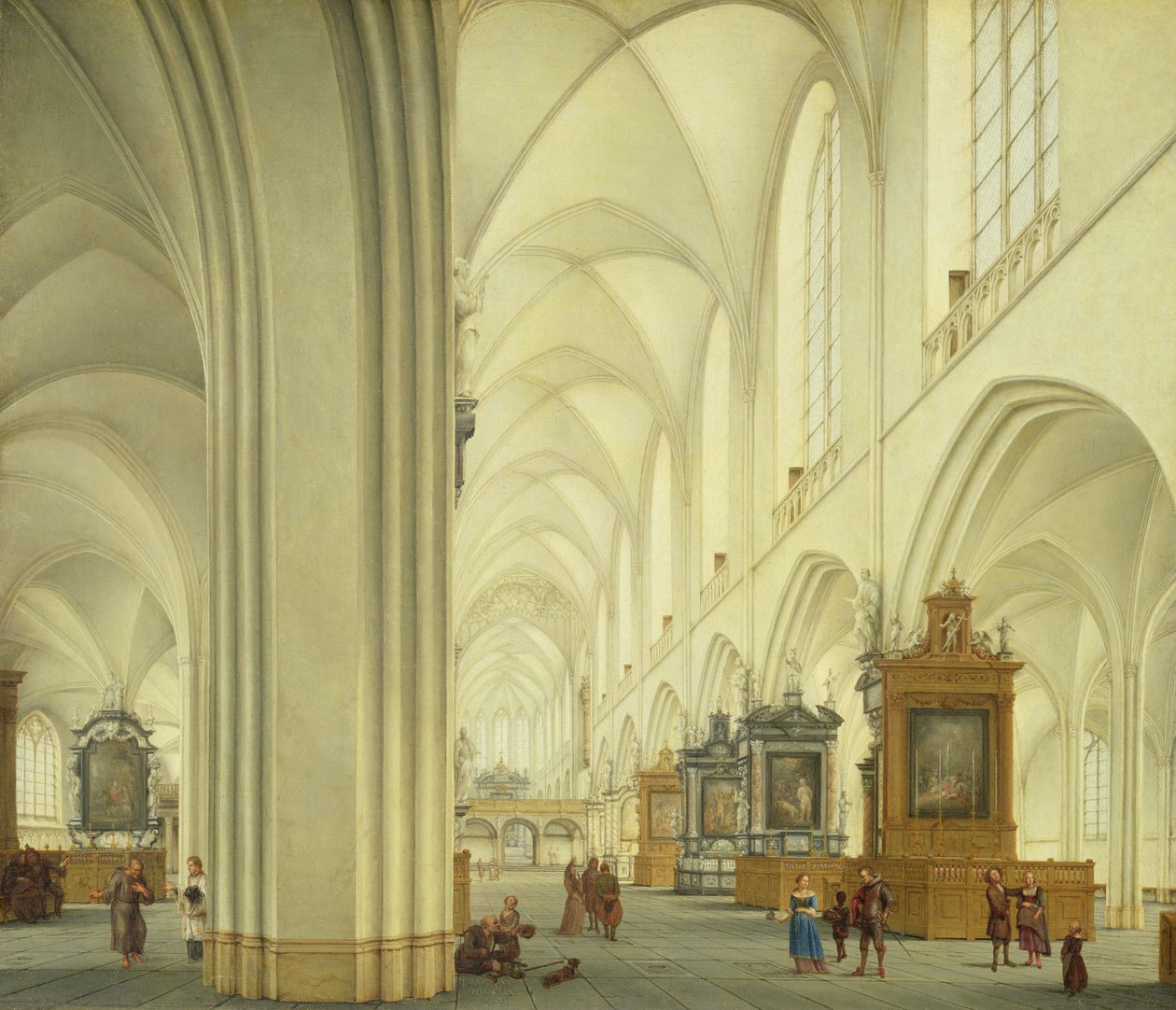 Innenansicht der Kathedrale von Antwerpen, ca. 1668 von Isaac van Nickele