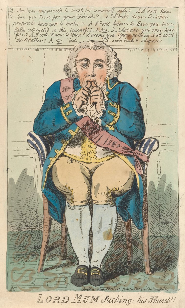 Lord Mum, der an seinem Daumen lutscht von Isaac Cruikshank
