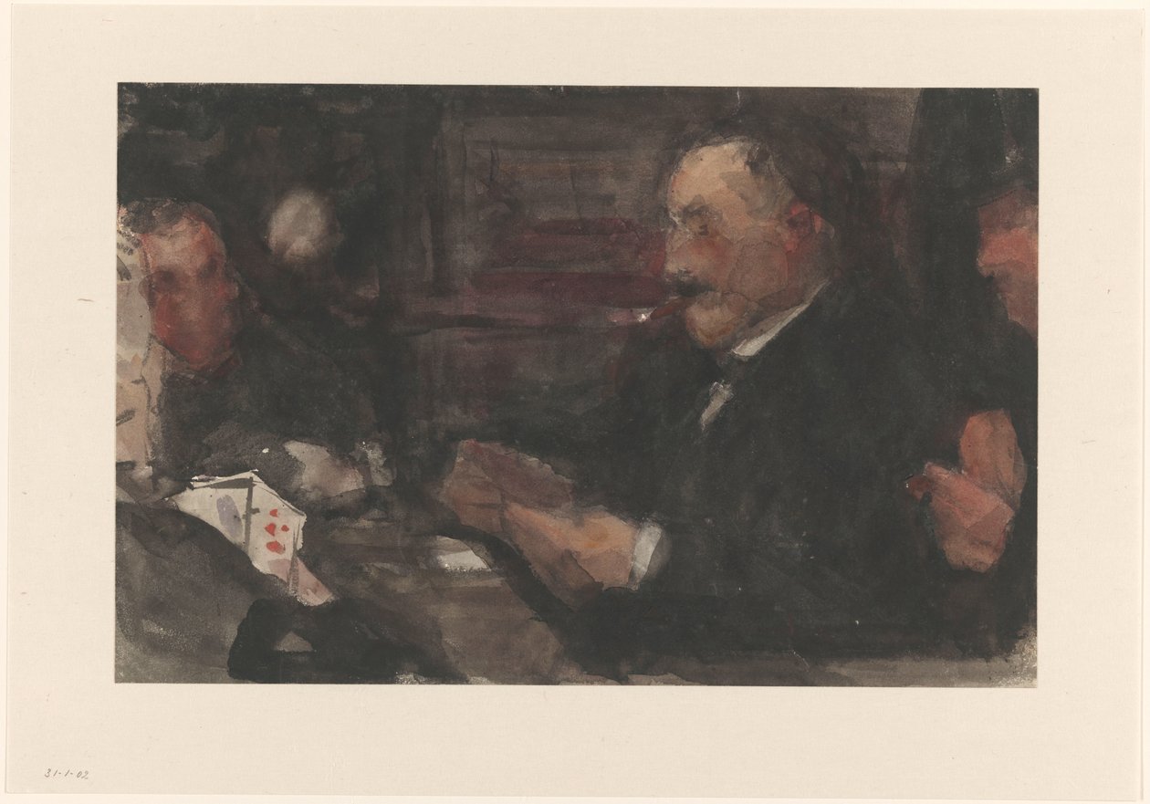 Kartenspielende Herren im Café von Isaac Israels