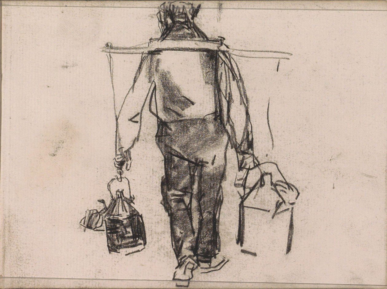 Mann mit Joch, von hinten gesehen von Isaac Israels
