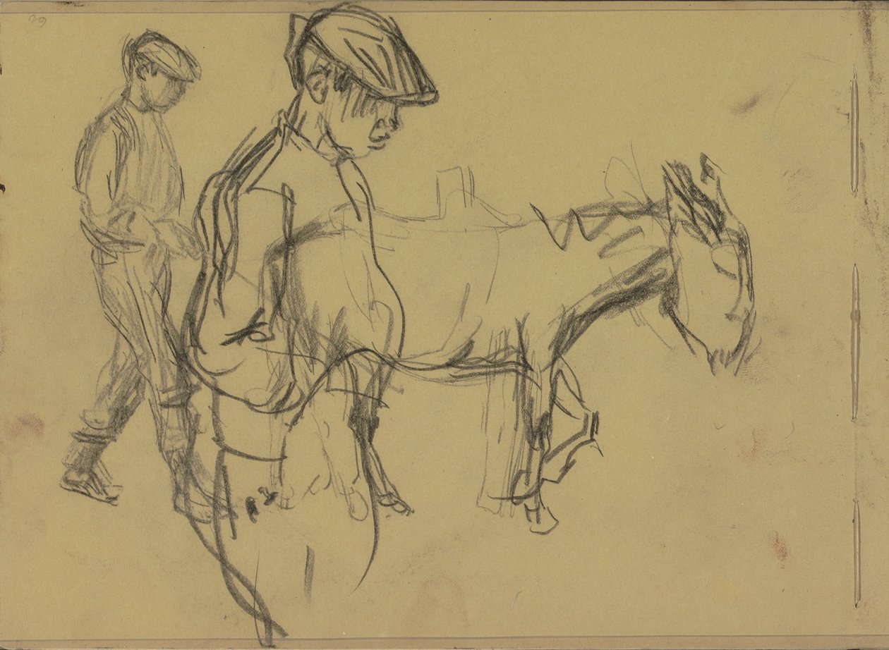Zwei Studien eines Eseljungen und eines Esels von Isaac Israels