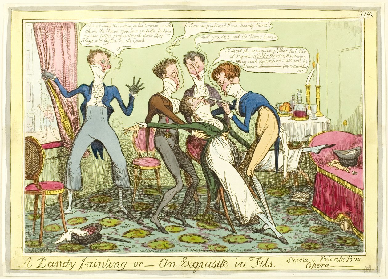 Ein Dandy in Ohnmacht von Isaac Robert Cruikshank