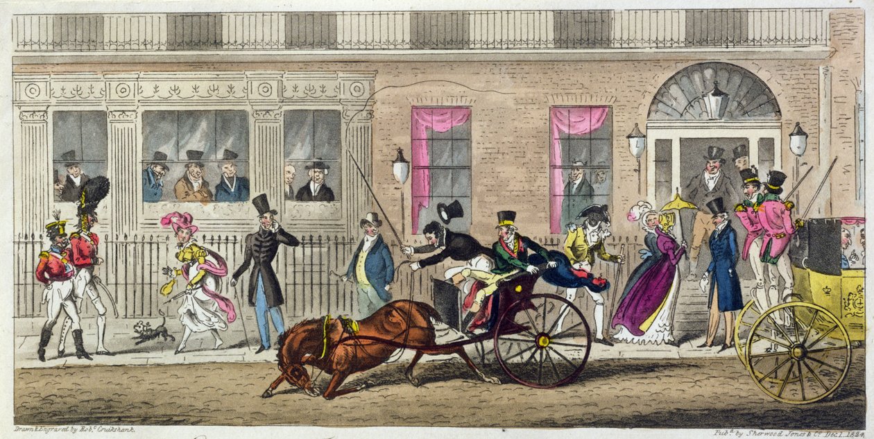 Außenansicht der Fishmongers Hall, ein regelmäßiger Zusammenbruch, 1824 von Isaac Robert Cruikshank
