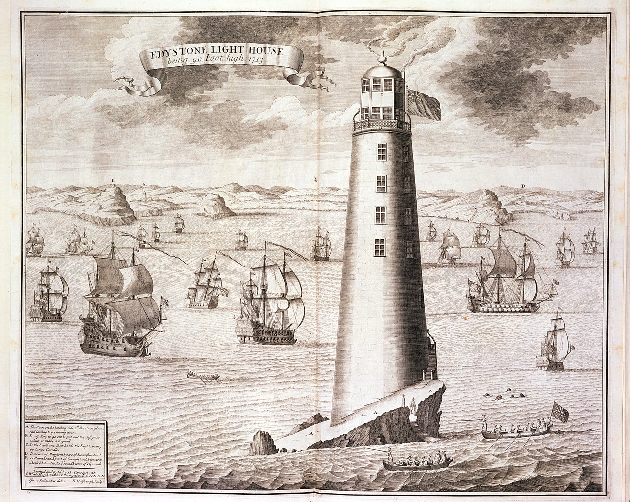 Der Eddystone-Leuchtturm, graviert von Hendrick Hulsbergh, 1713 von Isaac Sailmaker