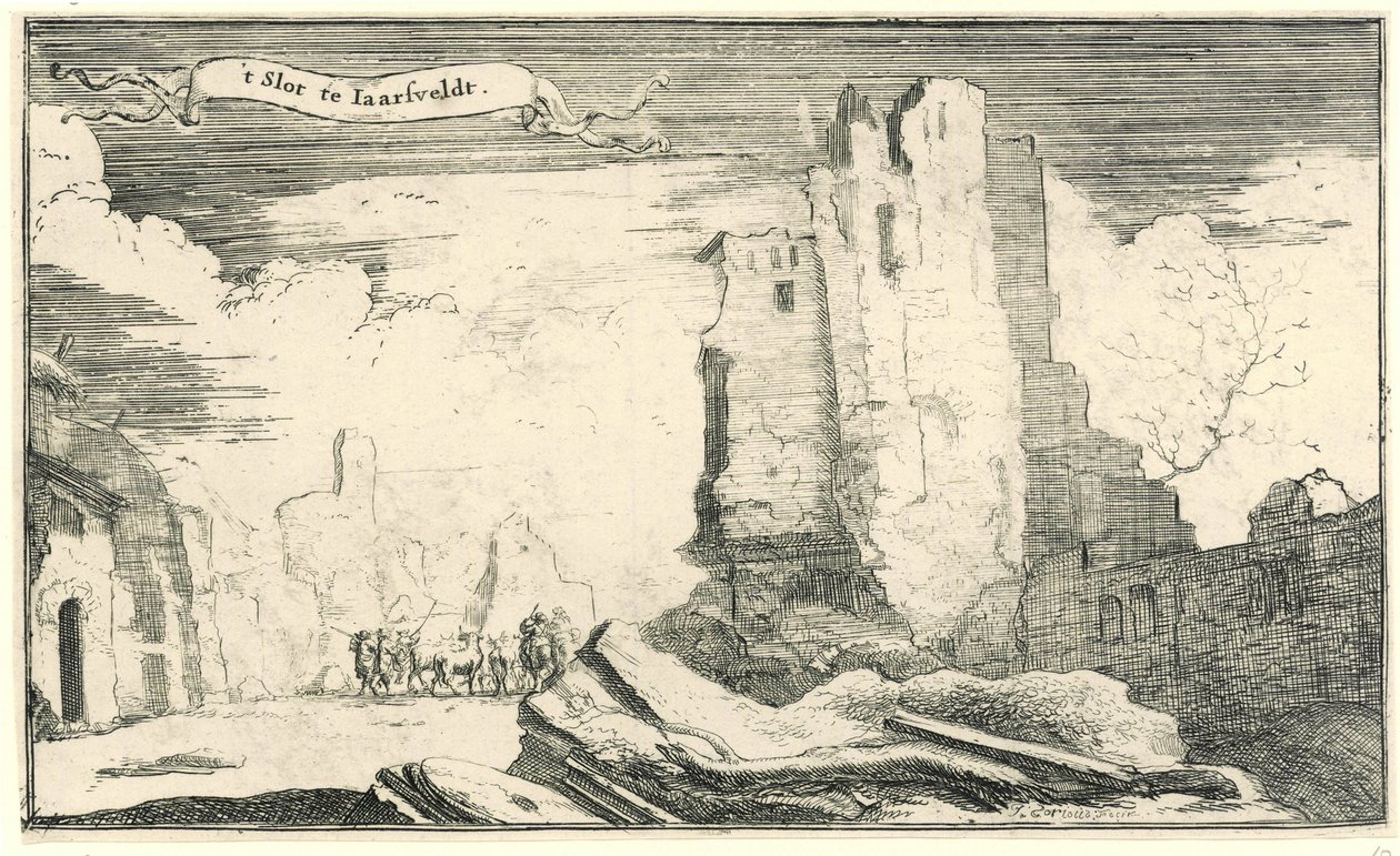 Das Schloss in Jaarsveld, zerstört von den Franzosen 1672 von Isaac Sorious