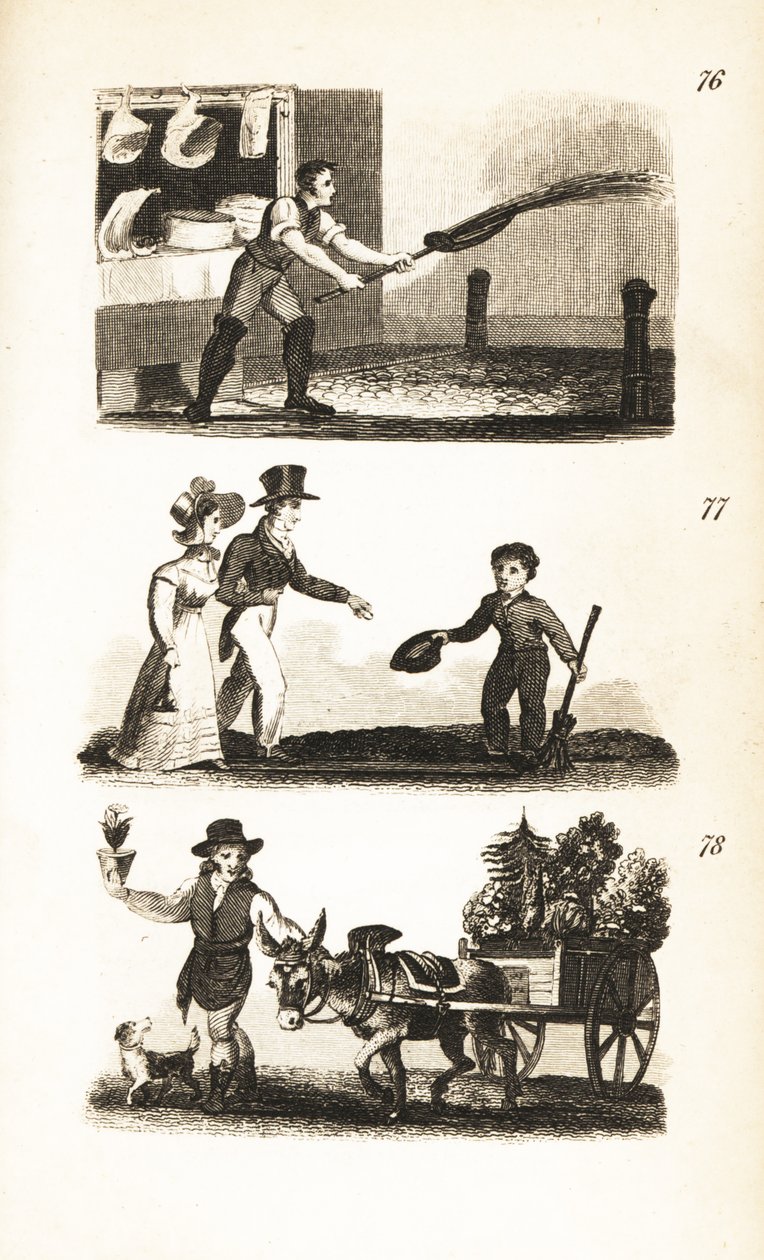 Straßenbewässerung, kleiner Junge an der Kreuzung und der Blumenmann von Isaac Taylor