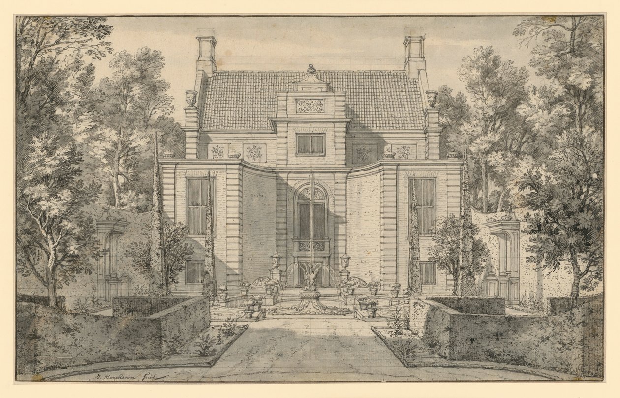 Gartenansicht eines vornehmen holländischen Hauses von Isaac de Moucheron
