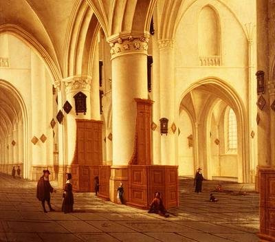 Ansichten der Nord- und Südschiffe der Kirche St. Bavo, Haarlem von Isaac van Nickele