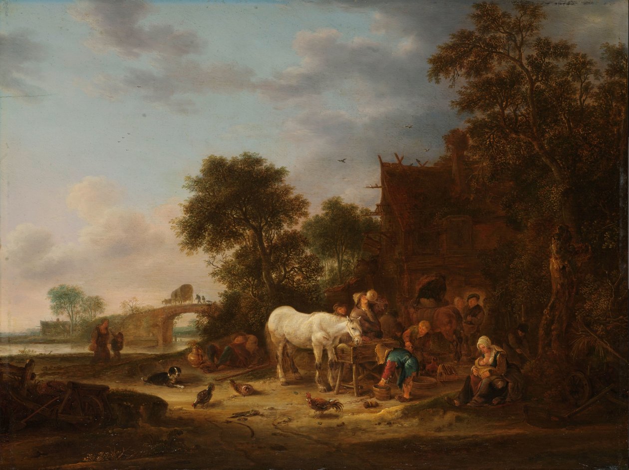Landgasthof mit einem Pferd am Trog von Isaac van Ostade
