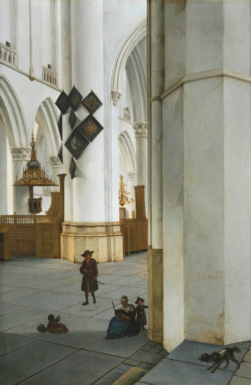 Interieur der St. Bavokerk in Haarlem, gesehen von der Weihnachtskapelle von Isaak van Nickelen