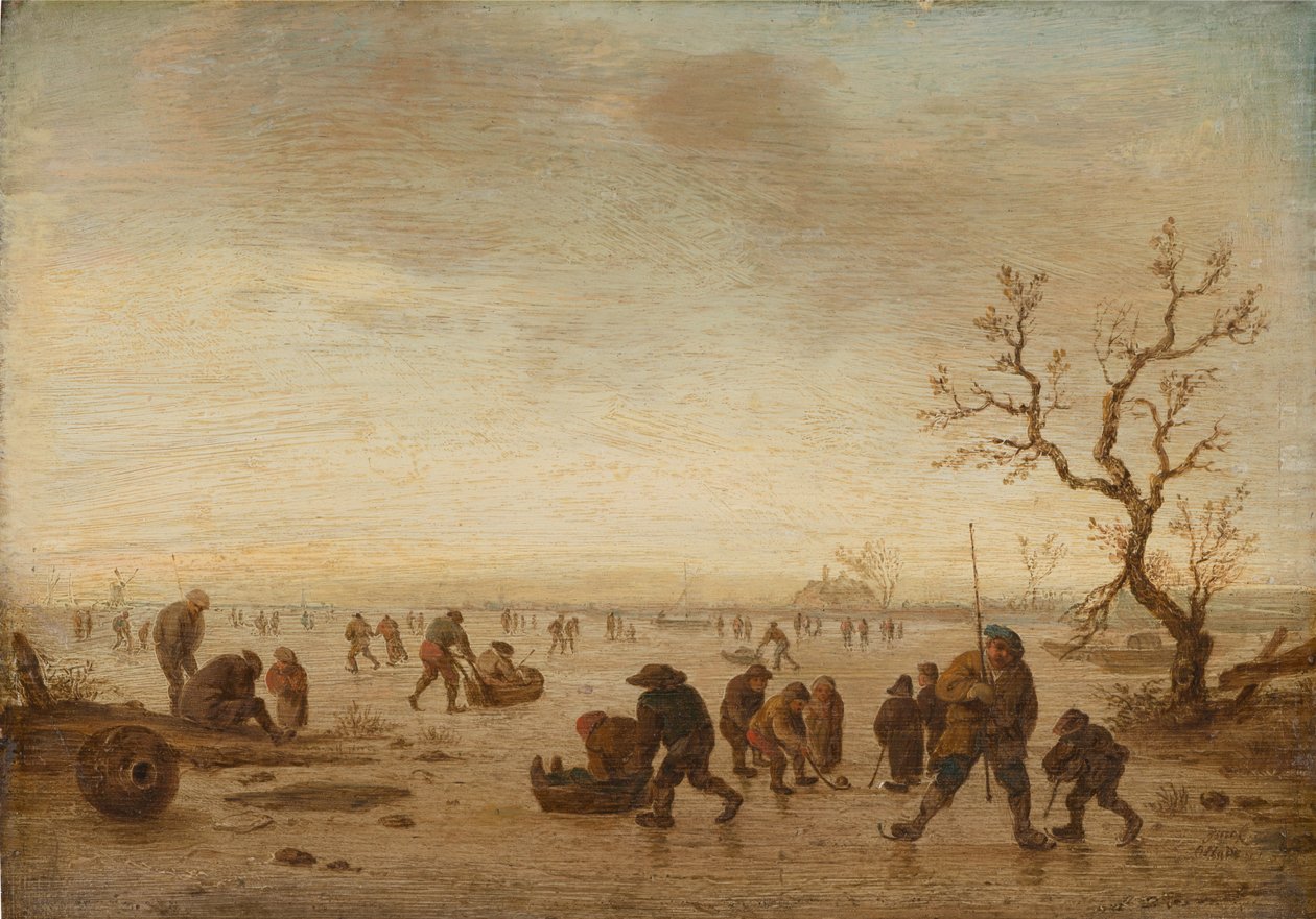 Schlittschuhläufer auf dem Eis, ca. 1642-45 von Isack van Ostade