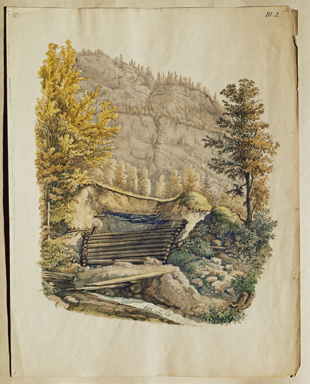 Standort und Mauer eines Hallstatt-Blockhauses, entdeckt nach 1846 von Johann Georg Ramsauer von Isidor Engel