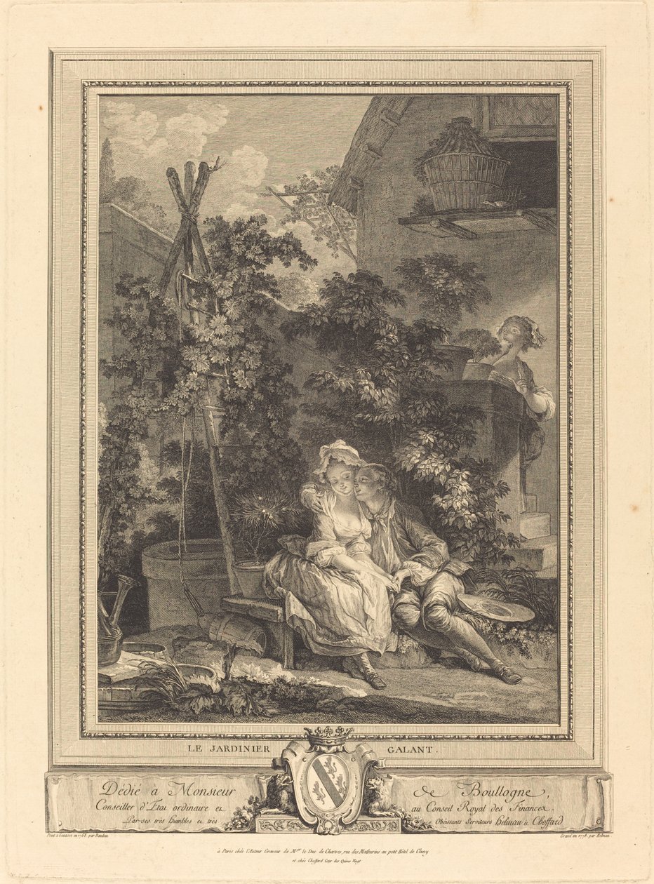 Der galante Gärtner von Isidore Stanislas Helman after Pierre Antoine Baudouin