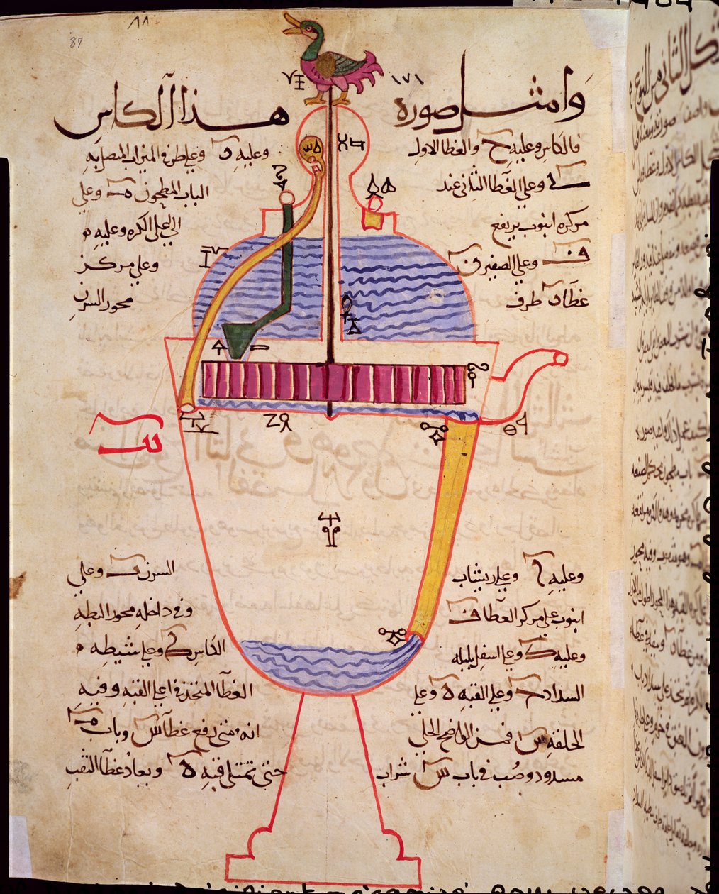 Mechanisches Gerät zum Wasser gießen, Illustration aus dem 