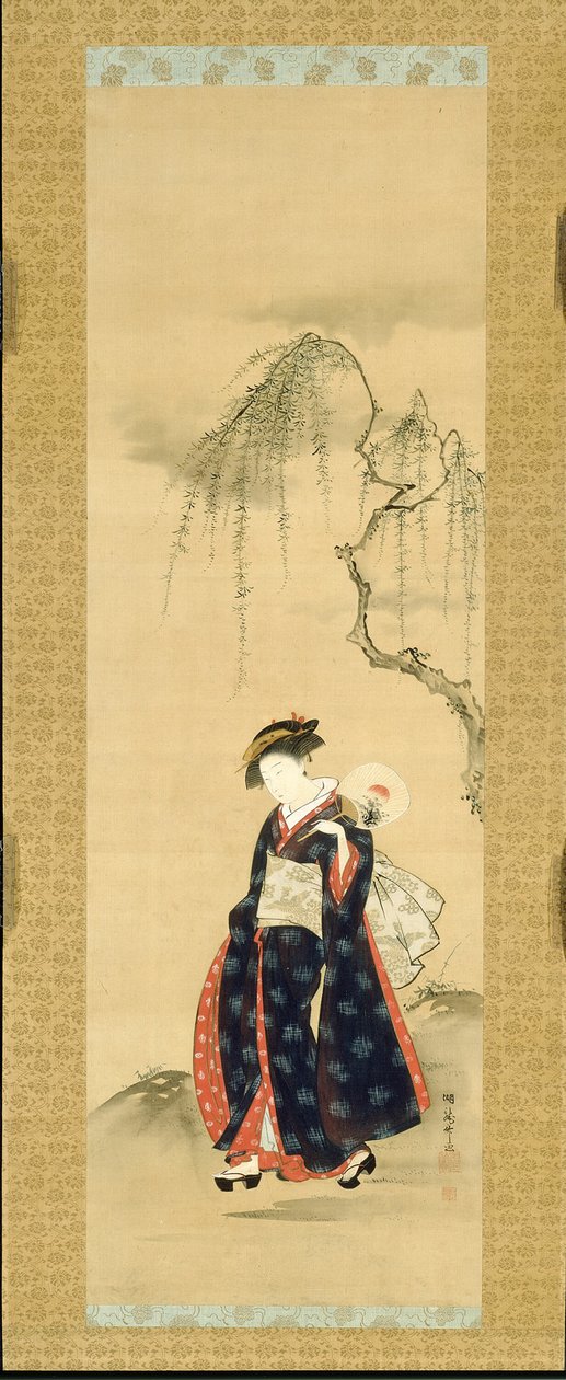 Schönheit unter einem Weidenbaum von Isoda Koryusai