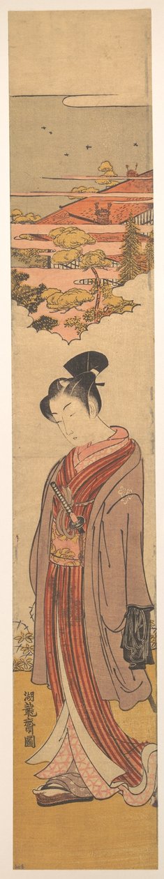 Junger Mann spaziert am Meer von Isoda Koryusai