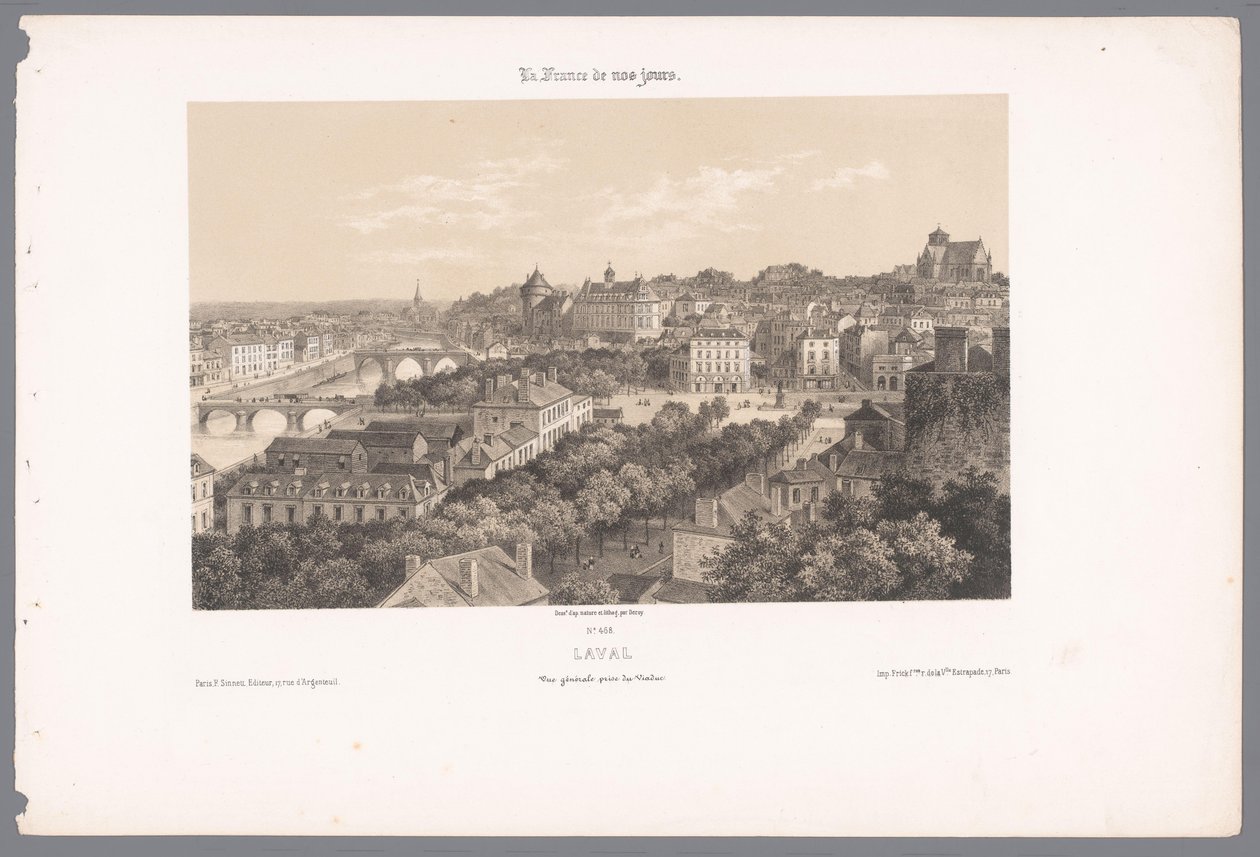 Blick auf Laval vom Viadukt (Hedendaags Frankreich) von Isodore Laurent Deroy