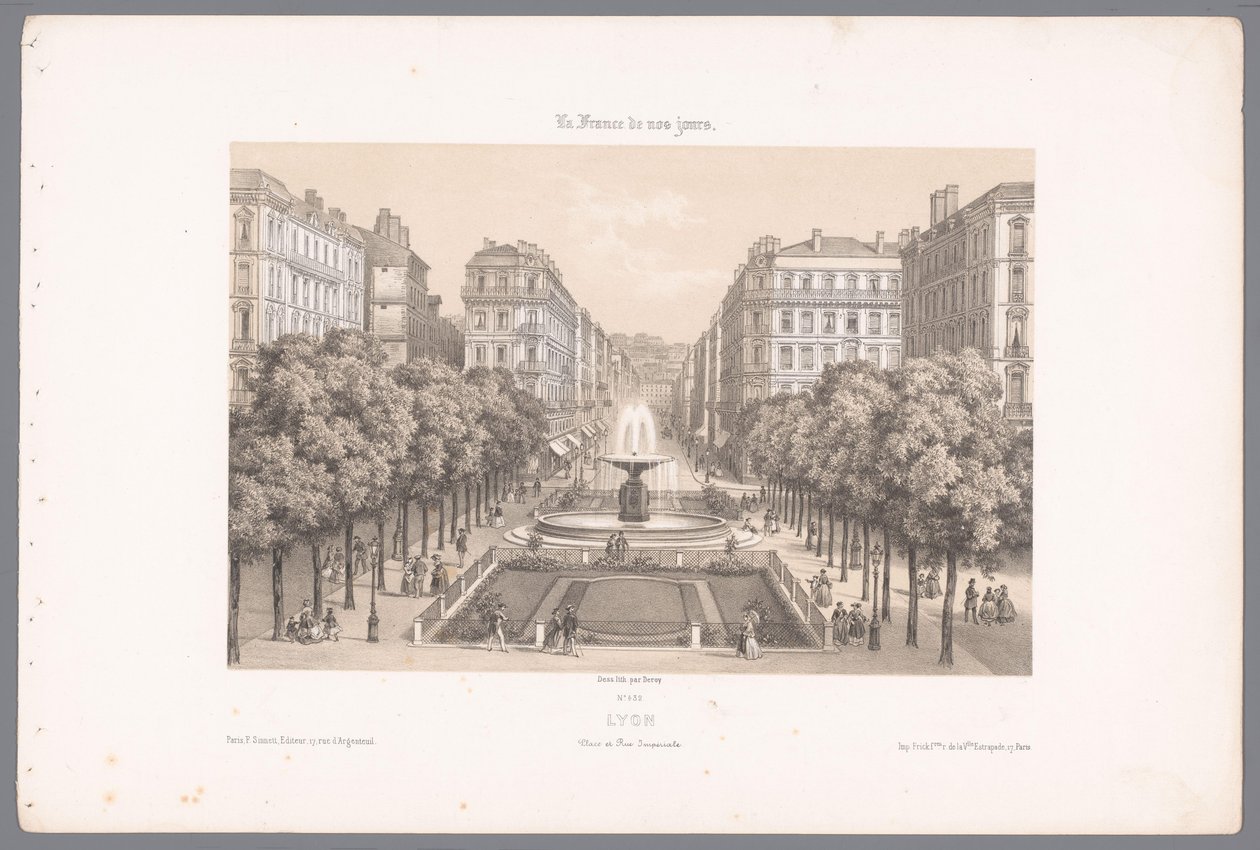 Blick auf den Place und die Rue Impériale in Lyon