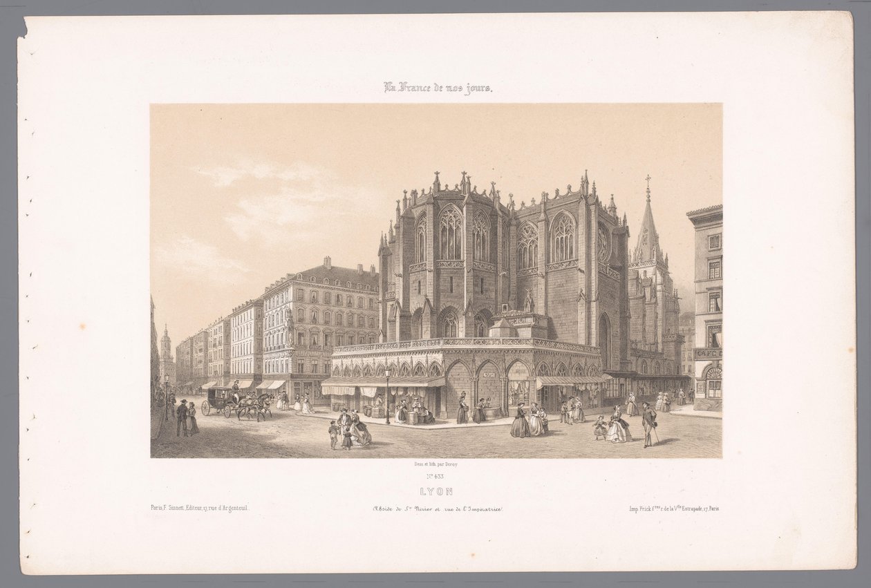 Ansicht der Kirche Saint-Nizier und der Rue de l