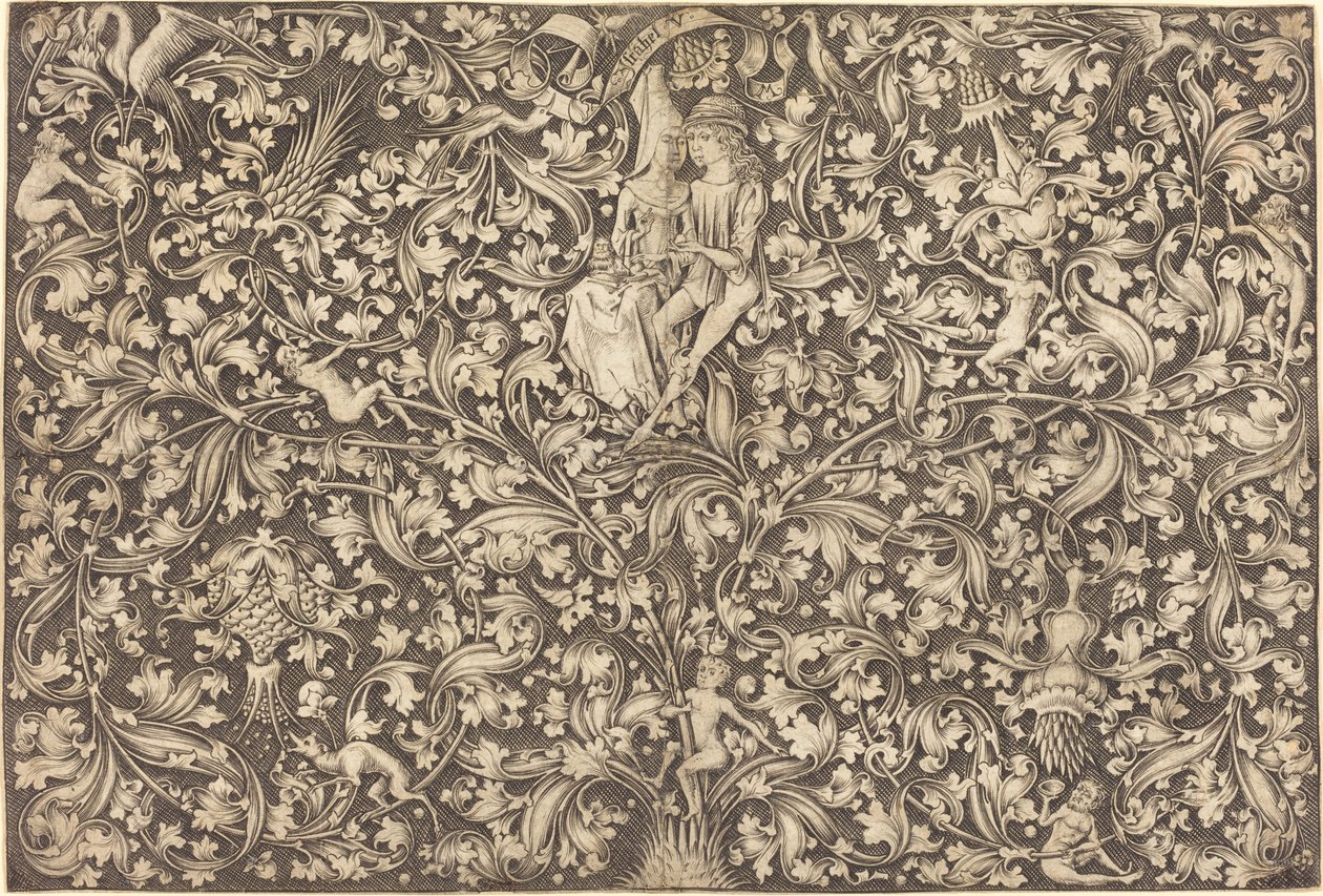 Ornamenttafel mit zwei Liebenden, ca. 1490-1500 von Israhel van Meckenem